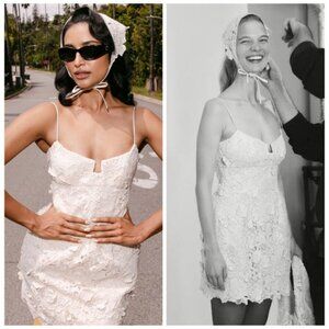 H&M x Magda Butrym White Appliquéd Hourglass Lace Dress